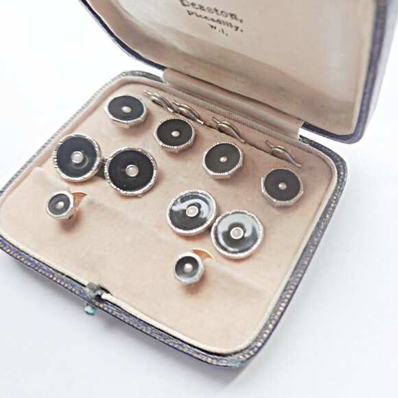 Tuxedo Cufflinks and Studs- Antique Complete Set - Picture 1 of 3